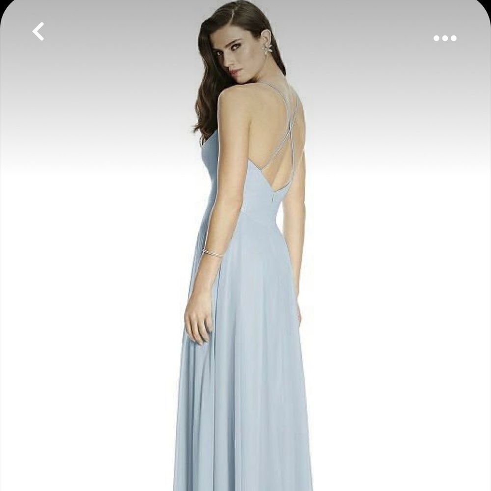 Dessy Collection Mistblue Criss Cross Backless Maxi Dress Sz 10